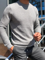 Load image into Gallery viewer, Slim-Fit Patterned Knitwear  Grey-baagr.myshopify.com-sweatshirts-BOJONI
