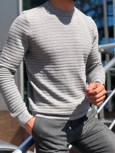 Slim-Fit Patterned Knitwear  Grey-baagr.myshopify.com-sweatshirts-BOJONI