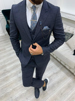 Load image into Gallery viewer, Vermont Navy Blue Slim Fit Suit-baagr.myshopify.com-1-BOJONI
