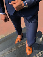 Load image into Gallery viewer, Baha  Slim-Fit Patterned Suit Vest Navy Blue-baagr.myshopify.com-suit-BOJONI
