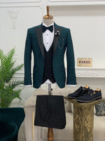 Load image into Gallery viewer, Partoni Diamond Green Slim Fit Tuxedo
