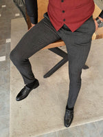 Load image into Gallery viewer, Daroni Black Slim Fit Pants-baagr.myshopify.com-Pants-BOJONI
