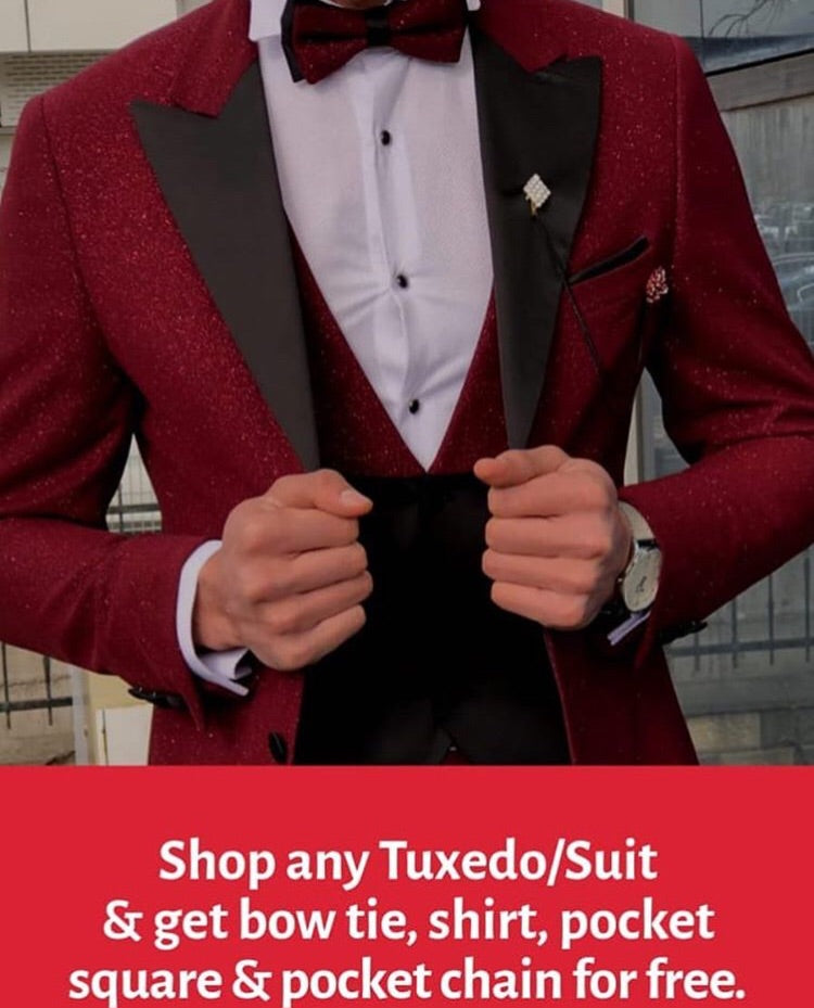 Slim-Fit Tuxedo Suit Claret Red II freeshipping - BOJONI