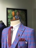 Load image into Gallery viewer, Folndess Slim-Fit Plaid Suit Vest Sax-baagr.myshopify.com-suit-BOJONI
