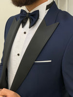 Load image into Gallery viewer, Valencia Navy Blue Slim Fit Tuxedo-baagr.myshopify.com-1-BOJONI
