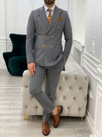 Load image into Gallery viewer, Bojoni Double Breasted Gray Slim Fit Suit
