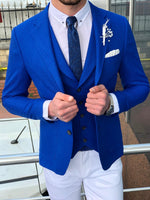 Load image into Gallery viewer, Fendis Slim-Fit Cotton Suit Vest Blue-baagr.myshopify.com-suit-BOJONI
