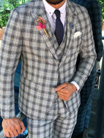 Load image into Gallery viewer, Andriano Slim-Fit Plaid Suit in Gray-baagr.myshopify.com-suit-BOJONI
