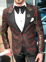 Load image into Gallery viewer, Slim-Fit Tuxedo Suit Claret red-baagr.myshopify.com-suit-BOJONI
