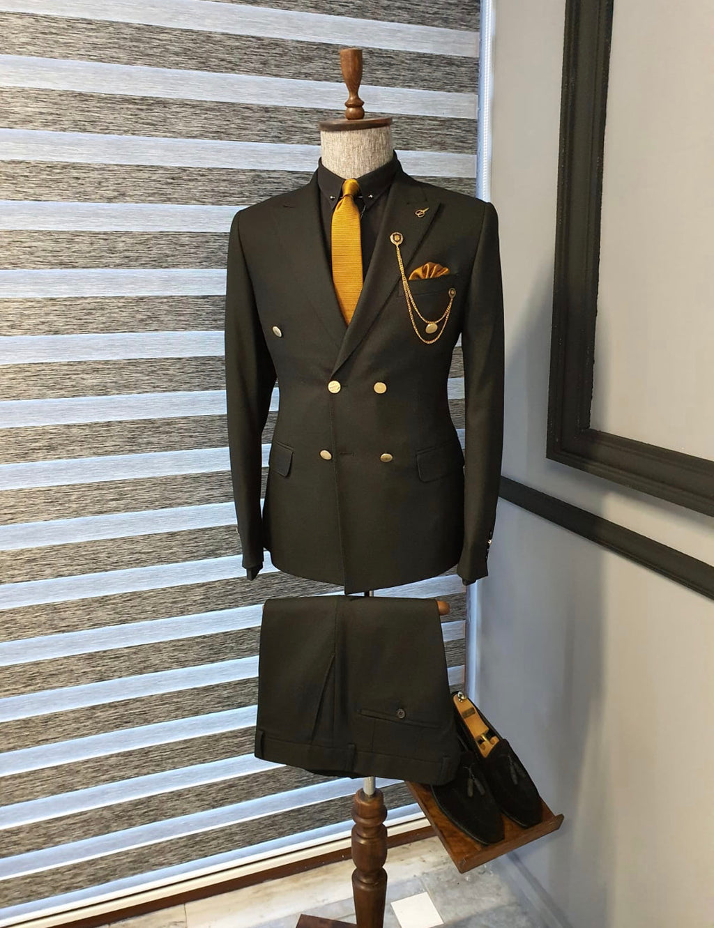Garuzo Black Slim Fit Double Breasted Suit-baagr.myshopify.com-suit-BOJONI