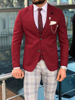 Load image into Gallery viewer, Slim-Fit Suit Vest Claret red-baagr.myshopify.com-suit-BOJONI
