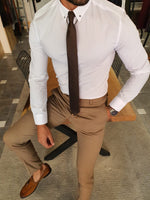 Load image into Gallery viewer, Severi White Slim Fit Chain Collar Shirt-baagr.myshopify.com-Shirt-BOJONI
