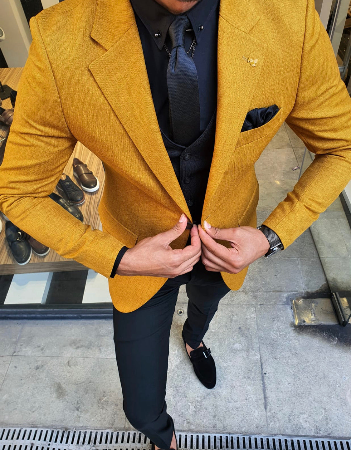 Ardenza Mustard Slim Fit Suit-baagr.myshopify.com-suit-BOJONI