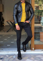 Load image into Gallery viewer, Forenzax Black Slim Fit Leather Coat-baagr.myshopify.com-Jacket-BOJONI

