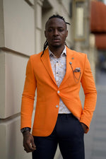 Load image into Gallery viewer, Bojoni Diamond Shagori Orange Slim Fit  Blazer
