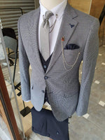 Load image into Gallery viewer, Boston Navy Blue Slim Fit Notch Lapel Suit-baagr.myshopify.com-suit-BOJONI
