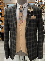 Load image into Gallery viewer, Rimini Slim-Fit Plaid Suit Vest Black-baagr.myshopify.com-suit-BOJONI
