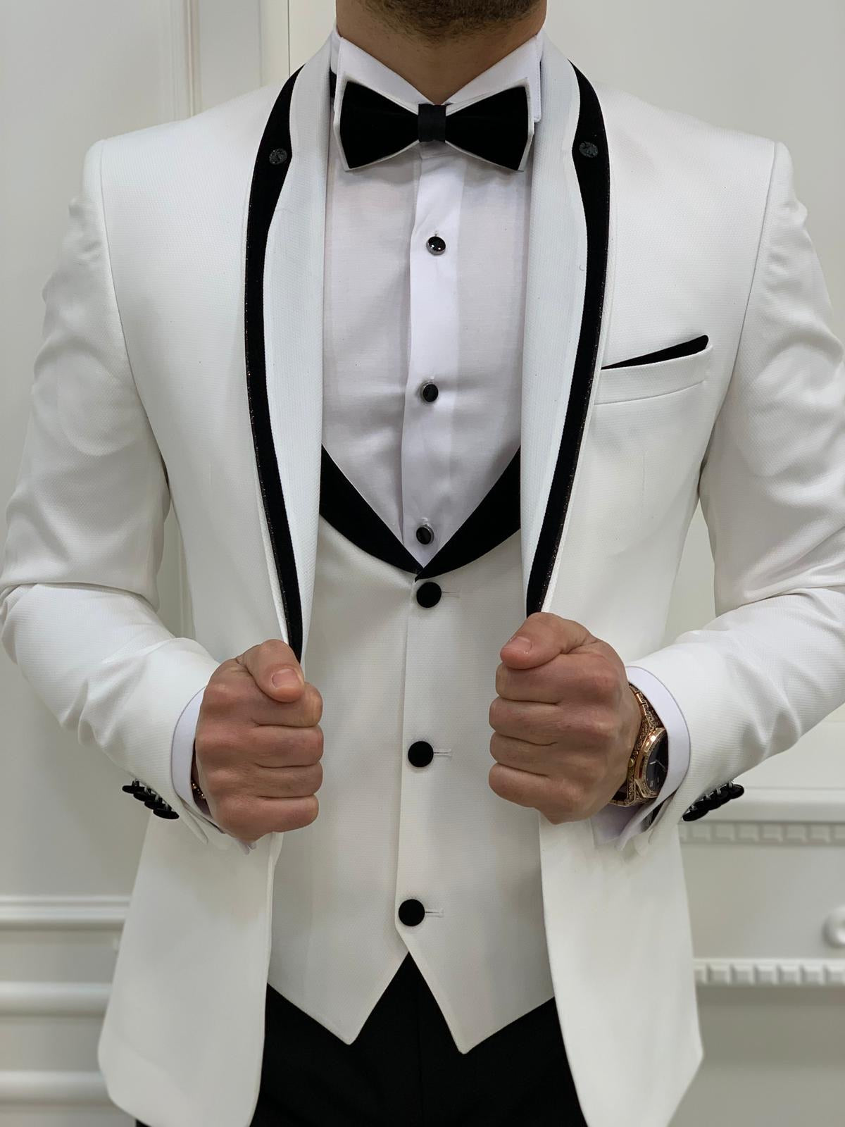 Partoni Royal White Slim Fit Tuxedo-baagr.myshopify.com-1-BOJONI