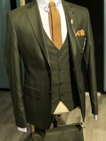 Load image into Gallery viewer, Pinkos Slim-Fit Pattered Suit Vest Khaki-baagr.myshopify.com-suit-BOJONI
