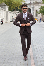 Load image into Gallery viewer, Slim-Fit Patterned Suit Vest Claretred-baagr.myshopify.com-suit-BOJONI
