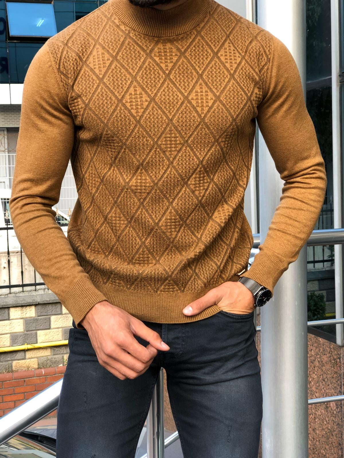 Erie Slim Fit Patterned Turtleneck (In 2 Different Colors)