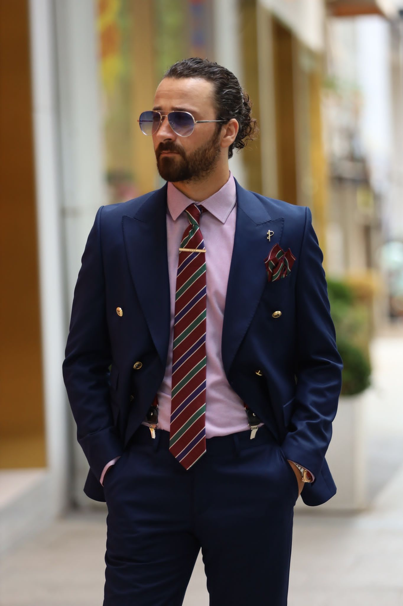 Bojoni Lerno Indigo Slim Fit Double Breasted Suit