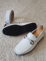 Load image into Gallery viewer, Antonio White Slip On Bit Loafers-baagr.myshopify.com-shoes2-brabion
