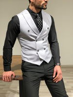 Load image into Gallery viewer, Slim-Fit Double  Breasted Vest Gray-baagr.myshopify.com-suit-BOJONI
