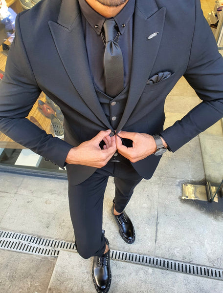 Henderson Black Slim Fit Suit | BOJONI