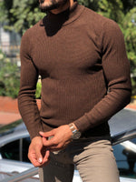 Load image into Gallery viewer, Slim-Fit Turtleneck knitwear Brown-baagr.myshopify.com-sweatshirts-BOJONI
