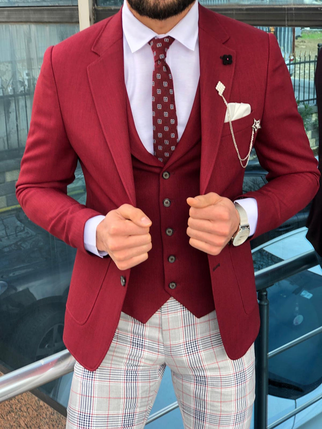 Slim-Fit Suit Vest Claret red-baagr.myshopify.com-suit-BOJONI