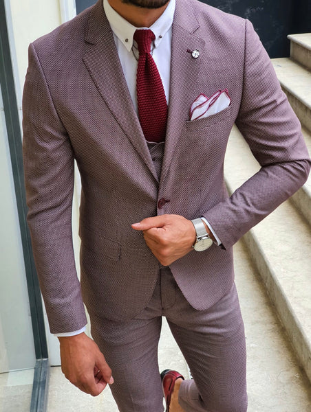 Midvale Caret Red Slim Fit Suit | BOJONI