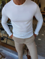 Load image into Gallery viewer, Anchorage White Slim Fit Round Neck Sweatshirt-baagr.myshopify.com-sweatshirts-BOJONI
