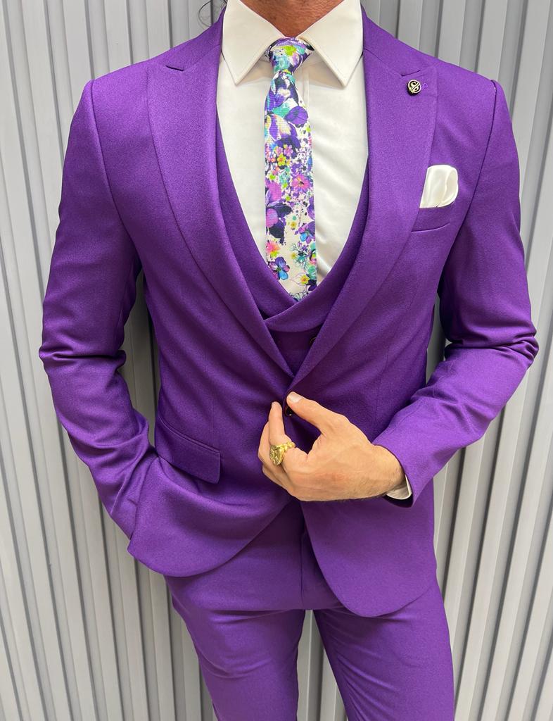 Bojoni Shagori Slim Fit Purple  Suit