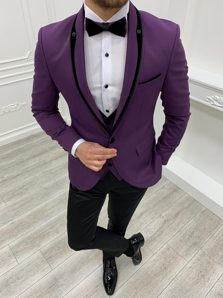 Partoni Royal Purple Slim Fit Tuxedo | BOJONI