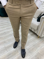 Load image into Gallery viewer, Vince Beige Slim Fit Double Breasted Striped Suit-baagr.myshopify.com-1-BOJONI
