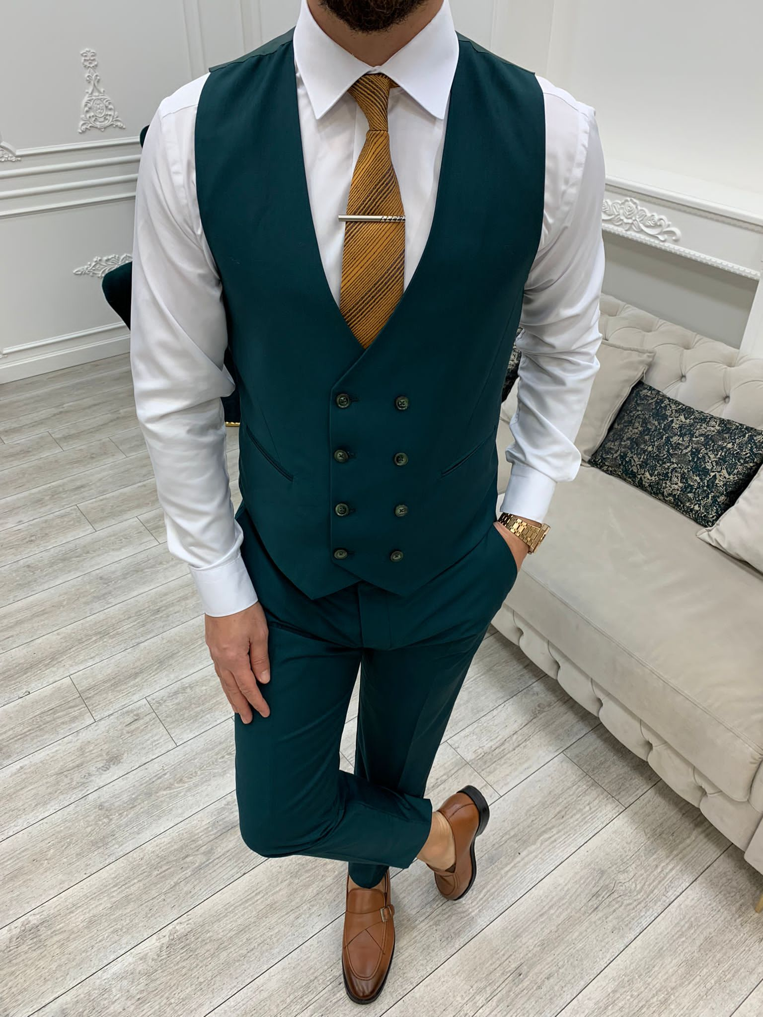 Bojoni Monte Green  Slim Fit Suit