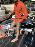Load image into Gallery viewer, Oro Slim-Fit Patterned Shirt Orange-baagr.myshopify.com-Shirt-BOJONI
