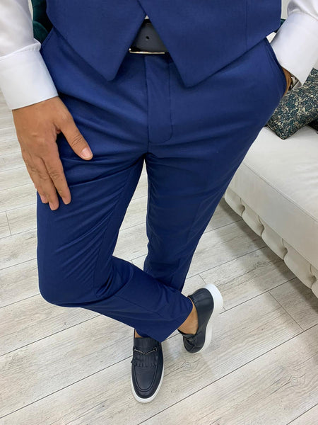 Argeli Sax Plaid Slim Fit Suit | BOJONI