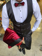Load image into Gallery viewer, Nocelli Red Slim Fit Peak Lapel Velvet Tuxedo-baagr.myshopify.com-suit-BOJONI
