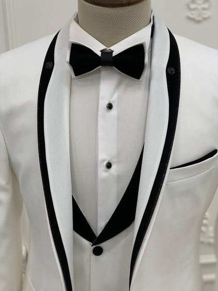 Partoni Royal White Slim Fit Tuxedo | BOJONI