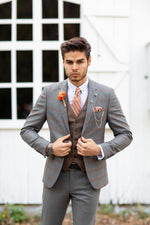 Load image into Gallery viewer, Sapon Slim-Fit Plaid Suit Vest Gray-baagr.myshopify.com-suit-BOJONI
