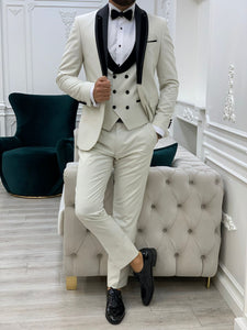 Fettachi White Slim Fit Velvet Peak Lapel Tuxedo-baagr.myshopify.com-1-BOJONI