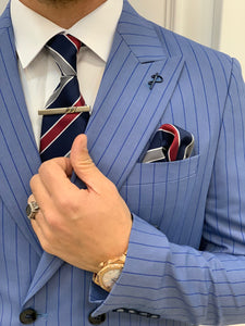 Bojoni Double Breasted Sky Blue Slim Fit Suit