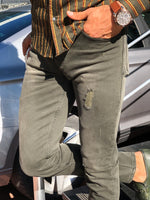 Load image into Gallery viewer, Sas Slim-Fit Ripped Jeans Khaki-baagr.myshopify.com-Pants-BOJONI
