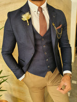 Load image into Gallery viewer, Severi Navy Blue Slim Fit Suit-baagr.myshopify.com-suit-BOJONI
