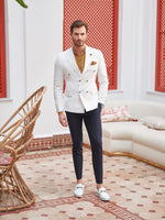 Load image into Gallery viewer, Slim-Fit Double Breasted Blazer White-baagr.myshopify.com-suit-BOJONI
