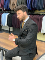 Load image into Gallery viewer, Zapali Black Double Breasted Slim Fit  Suit-baagr.myshopify.com-1-BOJONI
