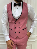 Load image into Gallery viewer, Fettachi Pink Slim Fit Velvet Peak Lapel Tuxedo-baagr.myshopify.com-1-BOJONI

