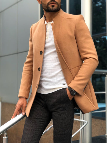 Camel Warm Woolen Mens Long Coat Jacket Custom Made Thick Wedding Tailored  Party Prom Business Blazer Only One Piece Suit - Groom Wear - AliExpress
